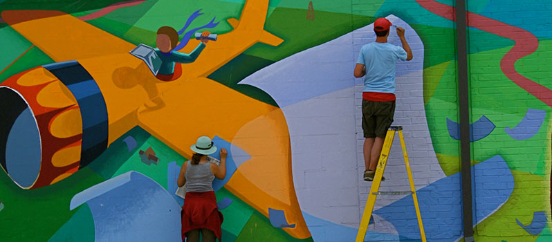 A mural project in downtown Tonkawa, Oklahoma. The project was made possible by the Mid-America Arts Alliance.