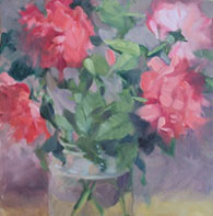 Roses in Mason Jar by Margaret Aycock